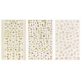 ALLYDREW 3 Sheets Gold Shapes & Gold Diamonds Nail Art Gold Shapes & Gold Diamonds Nail Stickers