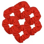 6 Pack Large Solid Scrunchies Hair Elastics-Red