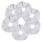 6 Pack Large Solid Scrunchies Hair Elastics-White