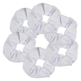 6 Pack Large Solid Scrunchies Hair Elastics-White 6 Pack Large Solid Scrunchies Hair Elastics-White