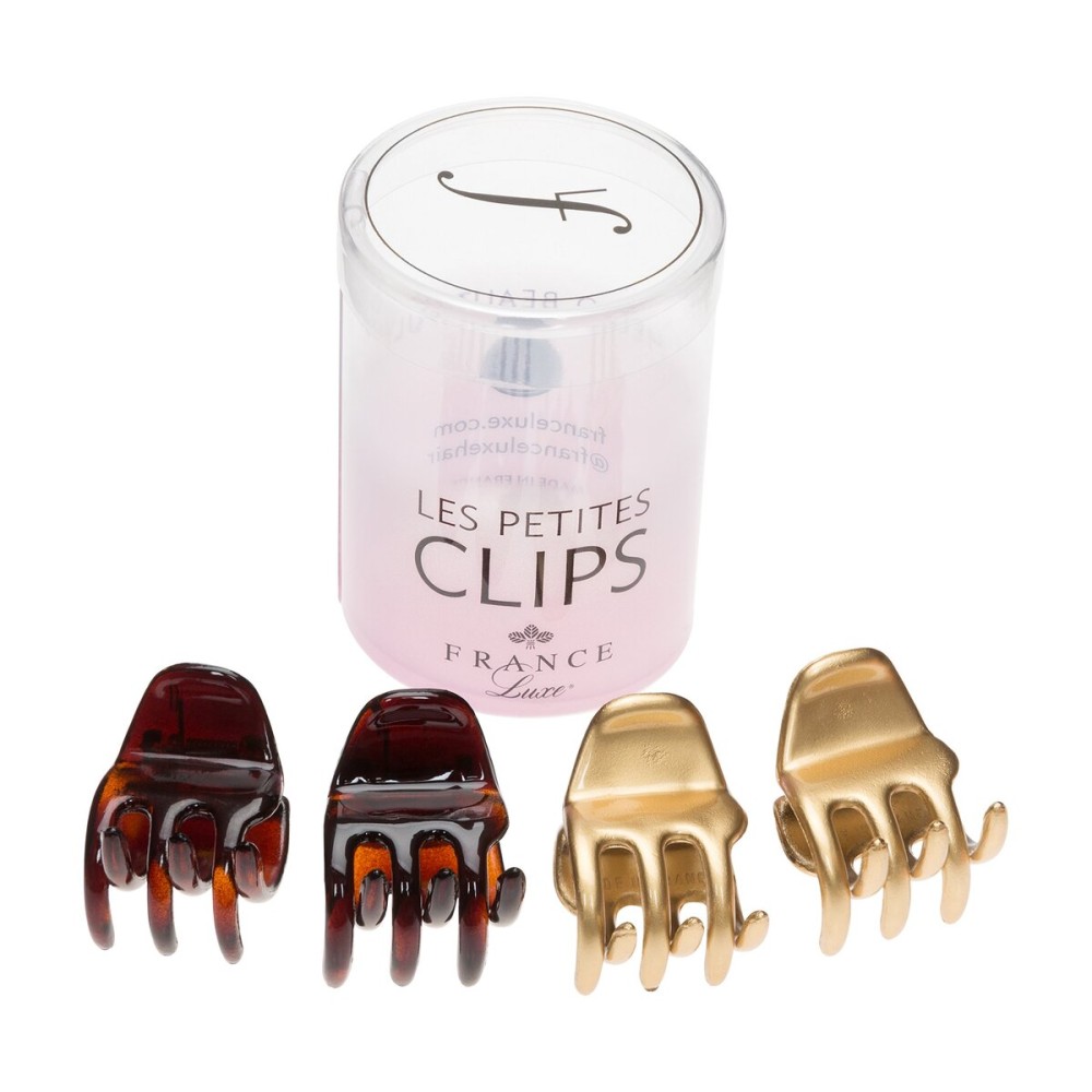 France Luxe Les Petite Clips Small Dainty Claw Clips 4-Pack - Gold/Tortoise