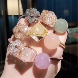 LOVEF Elastic Hair Bands Ties, Girl Hair Ties Women Rhinestone Crystal Elastics Ponytail Holder, Ropes Hair Elastics Ponytail Flower Girls Hair Holder