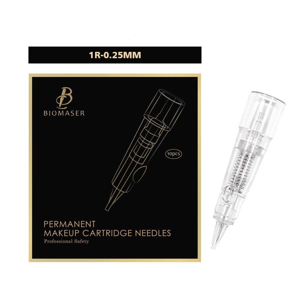 Cartridge Needles - BIOMASER 10PCS Sterilized Permanent Makeup Cartridge Needles Tattoo Needle Fits for Permanent Makeup Machine Pen T100 P1 X1 for Eyebrow Eyeliner Lip (1R-0.25MM) Cartridge Needles - BIOMASER 10PCS Sterilized Permanent Makeup Cartridge Needles Tattoo Needle Fits for Permanent Makeup Machine Pen T100 P1 X1 for Eyebrow Eyeliner Lip (1R-0.25MM)