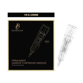 Cartridge Needles - BIOMASER 10PCS Sterilized Permanent Makeup Cartridge Needles Tattoo Needle Fits for Permanent Makeup Machine Pen T100 P1 X1 for Eyebrow Eyeliner Lip (1R-0.25MM)