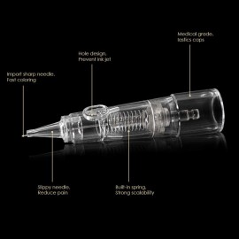 Cartridge Needles - BIOMASER 10PCS Sterilized Permanent Makeup Cartridge Needles Tattoo Needle Fits for Permanent Makeup Machine Pen T100 P1 X1 for Eyebrow Eyeliner Lip (1R-0.25MM) Cartridge Needles - BIOMASER 10PCS Sterilized Permanent Makeup Cartridge Needles Tattoo Needle Fits for Permanent Makeup Machine Pen T100 P1 X1 for Eyebrow Eyeliner Lip (1R-0.25MM)