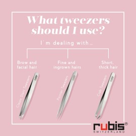 Rubis Classic Stainless Steel Slanted Tweezers for Precise Eyebrows and Hair Removal, 1K105, White,Rubis Switzerland Swiss Made World Renowned Precision