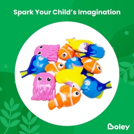 Boley Dive & Grab Fishing Game Set - 14 Pc Sinking Swimming Pool Toys for Kids - Water Games & Bath Toys for Toddlers