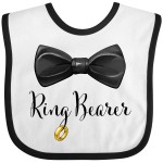 inktastic Ring Bearer- Black Bow Tie and Gold Wedding Ring Baby Bib White and Black 2ff56