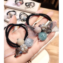 LOVEF 3Pcs Korean Hair Accessories Double Layer Hair Ring with Pearls Flower Bowknot Hair Rope Hairbands LOVEF 3Pcs Korean Hair Accessories Double Layer Hair Ring with Pearls Flower Bowknot Hair Rope Hairbands