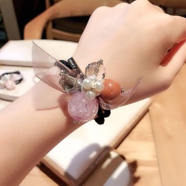 LOVEF 3Pcs Korean Hair Accessories Double Layer Hair Ring with Pearls Flower Bowknot Hair Rope Hairbands LOVEF 3Pcs Korean Hair Accessories Double Layer Hair Ring with Pearls Flower Bowknot Hair Rope Hairbands