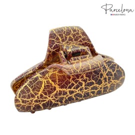 Parcelona French Elegant Crackled Golden Brown Medium 2 3/4 Covered Spring Celluloid Jaw Hair Claw Clip Parcelona French Elegant Crackled Golden Brown Medium 2 3/4 Covered Spring Celluloid Jaw Hair Claw Clip