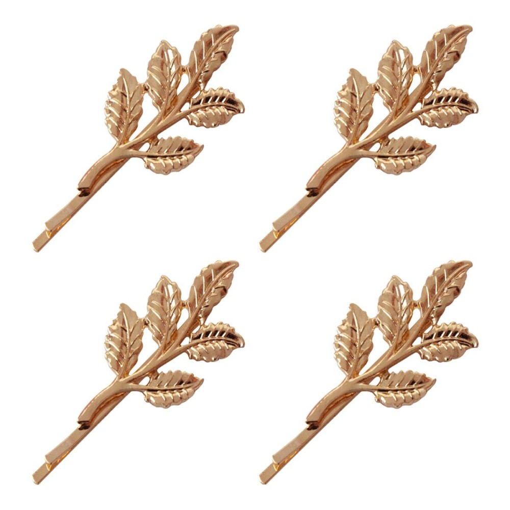 4 Pcs Women Gold Olive Branch Leaves Hair Clip Jewelry - Retro Bobby Pin Liu Hai Hairpin Side Clamp Wedding Barrette Headgear 4 Pcs Women Gold Olive Branch Leaves Hair Clip Jewelry - Retro Bobby Pin Liu Hai Hairpin Side Clamp Wedding Barrette Headgear