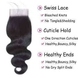 DMS Body Wave Human Hair Lace Closure 4x4 Free Part Swiss Lace Closure 12A Brazilian Virgin Hair Top (4x4 Black, 8 inch) DMS Body Wave Human Hair Lace Closure 4x4 Free Part Swiss Lace Closure 12A Brazilian Virgin Hair Top (4x4 Black, 8 inch)