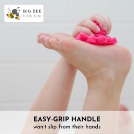 Big Bee, Little Bee - Kids Original ScrubBEE, 100% Silicone Childrens Bath Scrubber, Promotes Effective Independent Hand & Body Washing, As Seen on Shark Tank (Marigold)