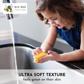 Big Bee, Little Bee - Kids Original ScrubBEE, 100% Silicone Childrens Bath Scrubber, Promotes Effective Independent Hand & Body Washing, As Seen on Shark Tank (Marigold)