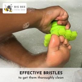 Big Bee, Little Bee - Kids Original ScrubBEE, 100% Silicone Childrens Bath Scrubber, Promotes Effective Independent Hand & Body Washing, As Seen on Shark Tank (Marigold)