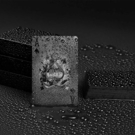 Joyoldelf Cool Black Foil Poker Playing Cards, Waterproof Deck of Cards with Gift Box, Use for Party and Game