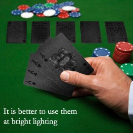Joyoldelf Cool Black Foil Poker Playing Cards, Waterproof Deck of Cards with Gift Box, Use for Party and Game