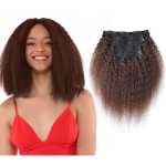 Yaki Hair Clip in Natural Hair Extensions for Black Women Virgin Remy Hair Kinky Straight 12 Inch Dark Brown 2 10-24 7 Pcs Double Weft (80g 12\'\', Brown)