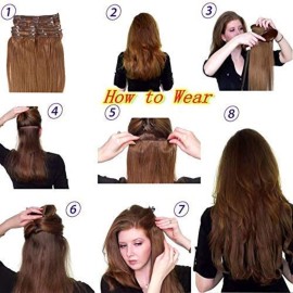 Yaki Hair Clip in Natural Hair Extensions for Black Women Virgin Remy Hair Kinky Straight 12 Inch Dark Brown 2 10-24 7 Pcs Double Weft (80g 12\'\', Brown) Yaki Hair Clip in Natural Hair Extensions for Black Women Virgin Remy Hair Kinky Straight 12 Inch Dark Brown 2 10-24 7 Pcs Double Weft (80g 12\'\', Brown)