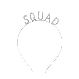 Bride Squad Headbands Rhinestone Bridal Shower Tiaras Bachelorette Party Crowns Bridesmaids Accessories (Silver)