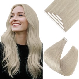 Ve Sunny Tape in Real Human Hair Extensions Invisible Hair Extensions Remy Tape in Extensions for Women White Blonde 18 inch 10Pcs 25G Ve Sunny Tape in Real Human Hair Extensions Invisible Hair Extensions Remy Tape in Extensions for Women White Blonde 18 inch 10Pcs 25G