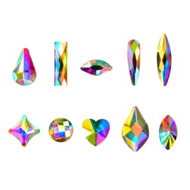 Massive Beads Mixed Flat Back Crystal Rhinestones Gems for 3D Nail Art Phone DIY (10Shapes, MIX SHAPE 2)
