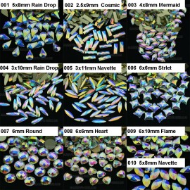 Massive Beads Mixed Flat Back Crystal Rhinestones Gems for 3D Nail Art Phone DIY (10Shapes, MIX SHAPE 2)