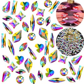Massive Beads Mixed Flat Back Crystal Rhinestones Gems for 3D Nail Art Phone DIY (10Shapes, MIX SHAPE 2)