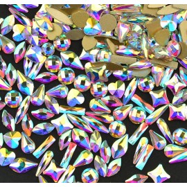 Massive Beads Mixed Flat Back Crystal Rhinestones Gems for 3D Nail Art Phone DIY (10Shapes, MIX SHAPE 2)