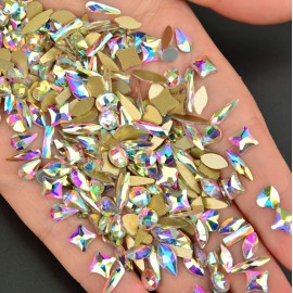 Massive Beads Mixed Flat Back Crystal Rhinestones Gems for 3D Nail Art Phone DIY (10Shapes, MIX SHAPE 2)