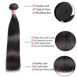 Brazilian Straight Hair With Closure 3 Bundles Unprocessed Virgin Human Hair Bundles With Lace Closure Free Part Hair Extensions Natural Color (20 22 24+18,Free Part) Brazilian Straight Hair With Closure 3 Bundles Unprocessed Virgin Human Hair Bundles With Lace Closure Free Part Hair Extensions Natural Color (20 22 24+18,Free Part)