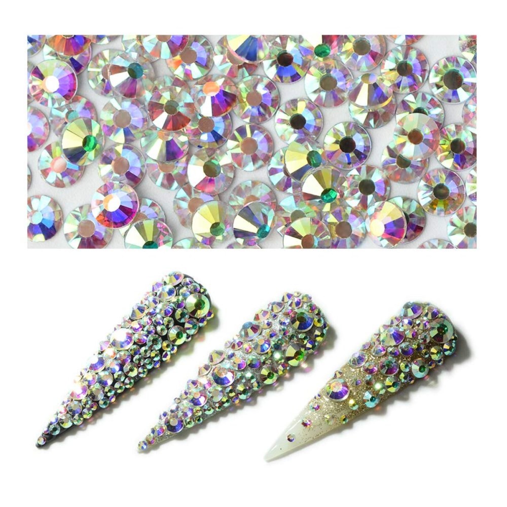 Minejin Nail Art Rhinestones AB Color Flat Back Charms Crystals Stones Super Shiny Cellphones Decorations Gems SS4 1440 Pieces Minejin Nail Art Rhinestones AB Color Flat Back Charms Crystals Stones Super Shiny Cellphones Decorations Gems SS4 1440 Pieces