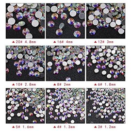 Minejin Nail Art Rhinestones AB Color Flat Back Charms Crystals Stones Super Shiny Cellphones Decorations Gems SS4 1440 Pieces Minejin Nail Art Rhinestones AB Color Flat Back Charms Crystals Stones Super Shiny Cellphones Decorations Gems SS4 1440 Pieces