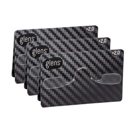 glens Unisex Armless Reading Glasses - 3 Reading Glasses +2.0 Carbon Pack- Emergency Lightweight Pocket Ultra Thin Readers