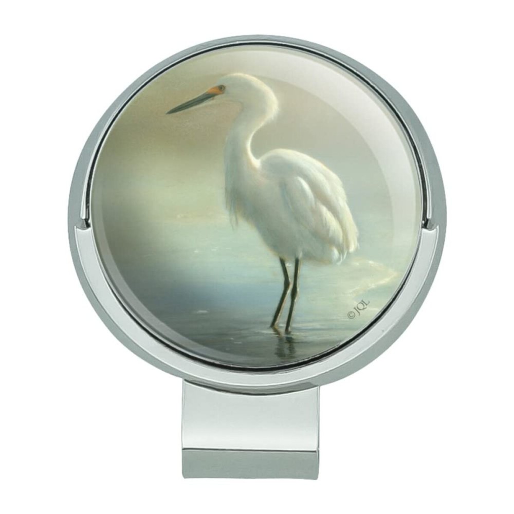 GRAPHICS & MORE White Egret in The Pond Golf Hat Clip with Magnetic Ball Marker