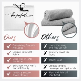 THE PERFECT HAIRCARE Microfiber Curly Hair Towel Wrap with Wet/Dry Brush - Fast Drying and Gentle Detangling for Women, Girls, Kids, Children - Great for Travel, Gifts and Hair Extensions