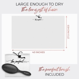 THE PERFECT HAIRCARE Microfiber Curly Hair Towel Wrap with Wet/Dry Brush - Fast Drying and Gentle Detangling for Women, Girls, Kids, Children - Great for Travel, Gifts and Hair Extensions