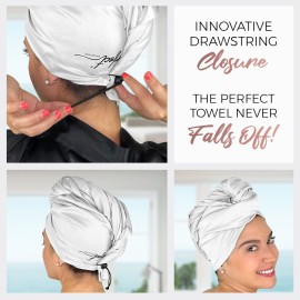 THE PERFECT HAIRCARE Microfiber Curly Hair Towel Wrap with Wet/Dry Brush - Fast Drying and Gentle Detangling for Women, Girls, Kids, Children - Great for Travel, Gifts and Hair Extensions