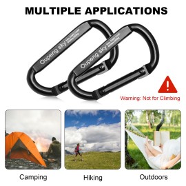 Carabiner Clip855lbs3 Iron Heavy Duty Caribeaners for Hammocks,Camping Accessories,Hiking,Keychain,Outdoors and Gym etc,Spring Snap Hook Carabiners for Dog Leash,Harness and Key Ring,2 PCS,Black