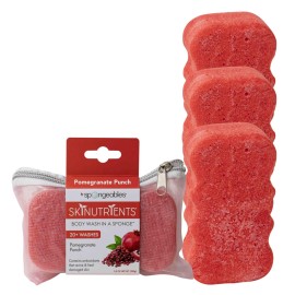 Spongeables Body Wash in a 20+ Wash Sponge, Pomegranate Punch, 3 Count