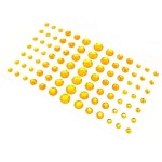 UPSTORE 91PCS 5MM/8MM/10MM/12MM Shining Self Adhesive Craft Jewels Flatback Rhinestone Crystal Gems Stickers Eyebrow Eyeshadow Body Eyes Nails Glitter Sticker for Makeup Nightclub Stage Show (Yellow)