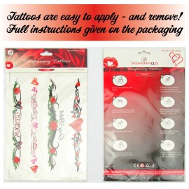 8 Large Sexy Naughty Temporary Tattoos for Women Ladies - Adult Fun for Lower Back Legs Arms Stomach