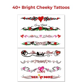8 Large Sexy Naughty Temporary Tattoos for Women Ladies - Adult Fun for Lower Back Legs Arms Stomach