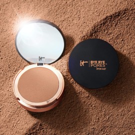 IT Cosmetics Bye Bye Pores Anti-Aging Bronzer, Diffuses Look of Pores + Fine Lines, Sun-Kissed Glow Face Makeup Powder, Oil-Free, Talc-Free, With Hyaluronic Acid - Universal Shade, 0.3 oz