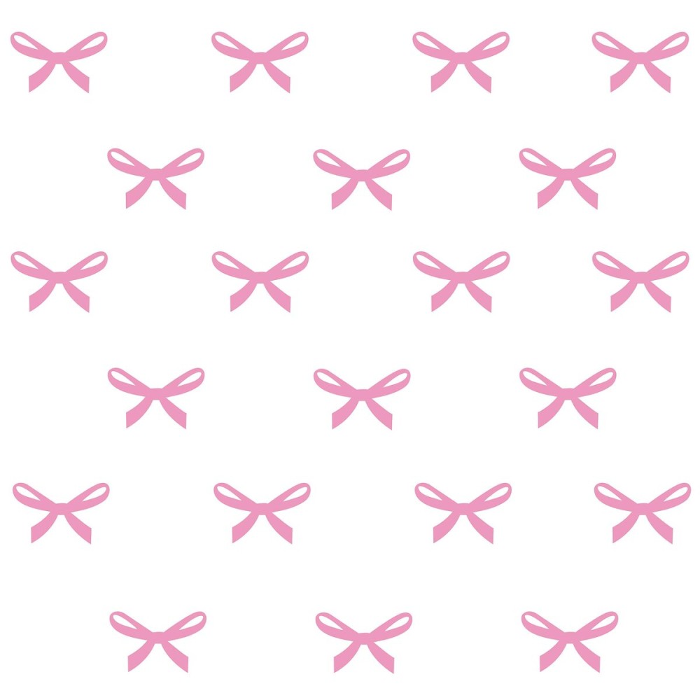 DXLING 48pcs Pink Ribbons Wall Stickers for Kids Room Princess Girl Bedroom Pink Bow Wall Decals Removable Vinyl DIY Mural Stickers A407 (Light Pink)