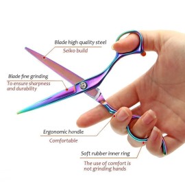 DONGXIUB 6 Colorful Gradual Change Stainless Cutting Scissors Barber Hair Styling Hairdressing Haircut Shears DONGXIUB 6 Colorful Gradual Change Stainless Cutting Scissors Barber Hair Styling Hairdressing Haircut Shears