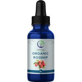 Essential Living: Organic Rosehip Oil - Cold-Pressed All-Natural Anti Aging Face Oil, Moisturizer, Hair and Nail Care and more - 1 oz. - Helps Minimize Scars, Wrinkles, and Blemishes