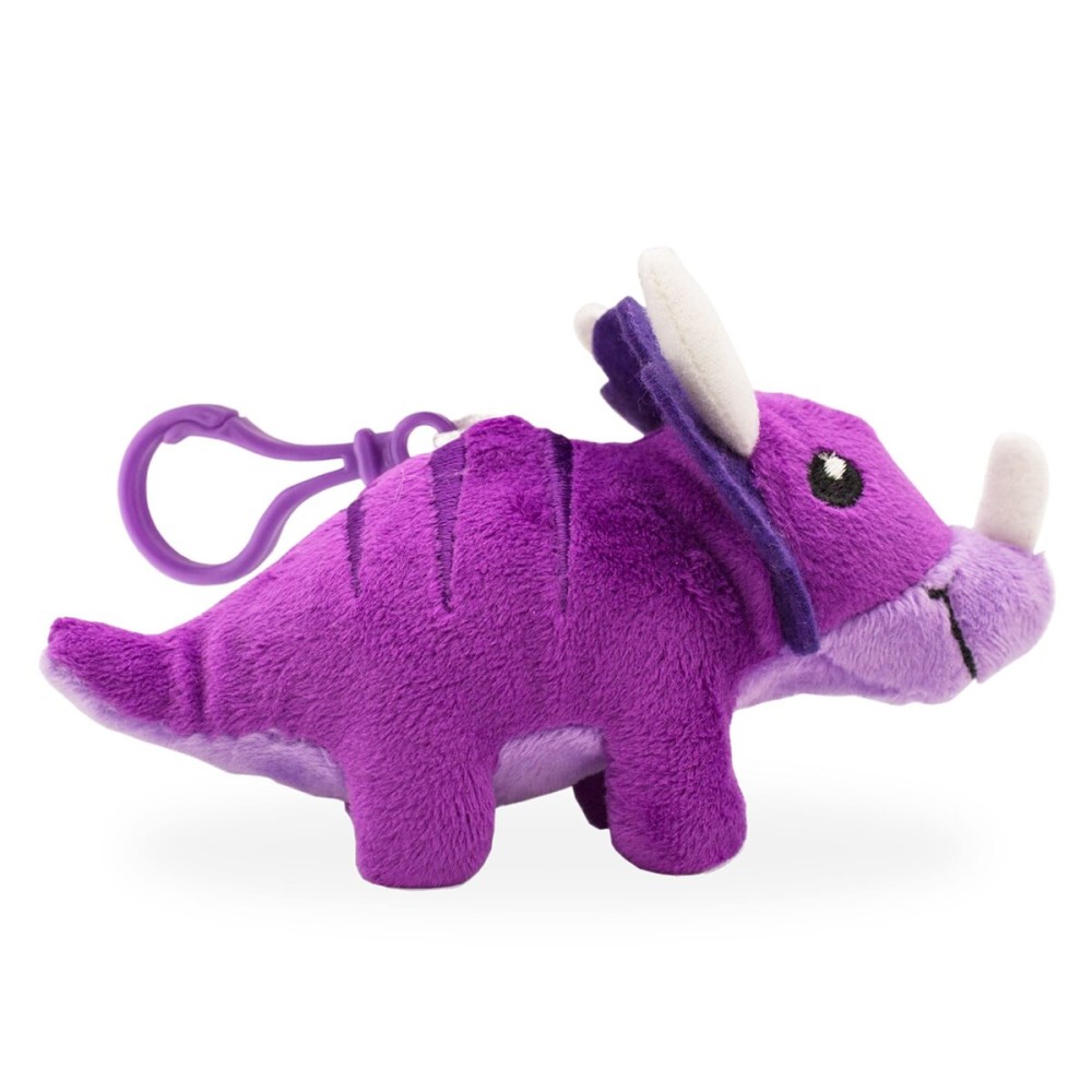 Scentco Dino Dudes Backpack Buddies - Patented Gourmet Scented Plush Toy Dinosaur Clips - Triceratops (Grape) - Stocking Stuffer