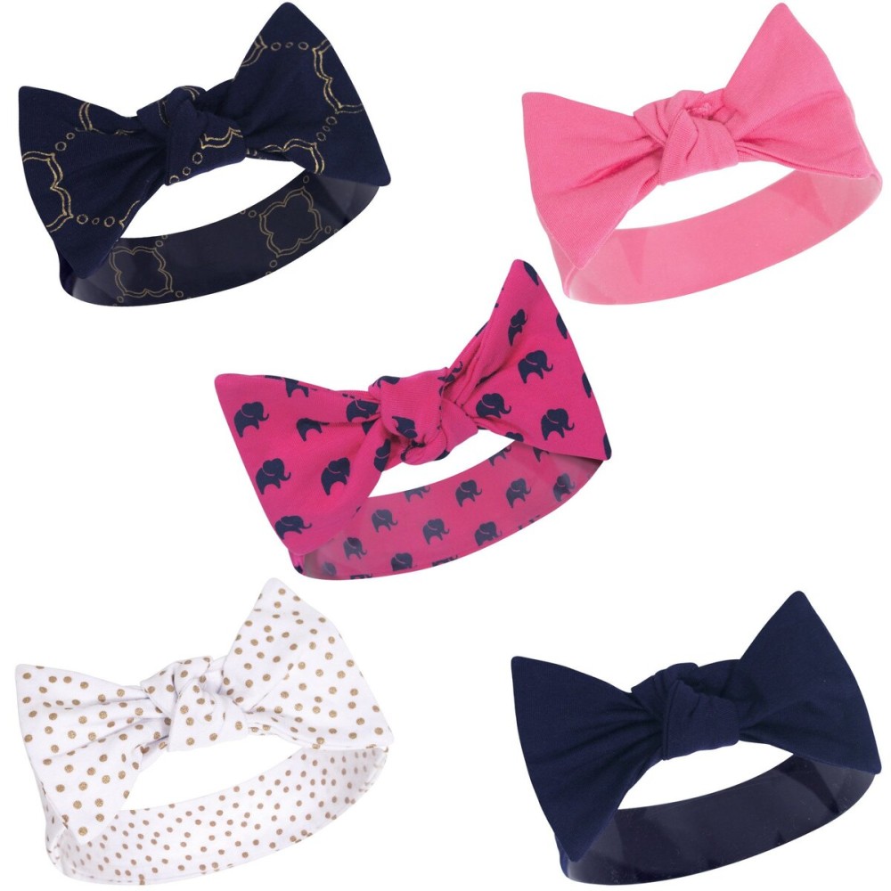Yoga Sprout Bow Headbands, 5 Pack, Metallic Elephant